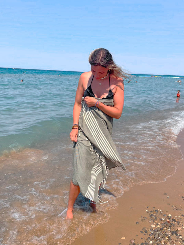 Hamamdoek Provence - Mosgroen - 100x200cm