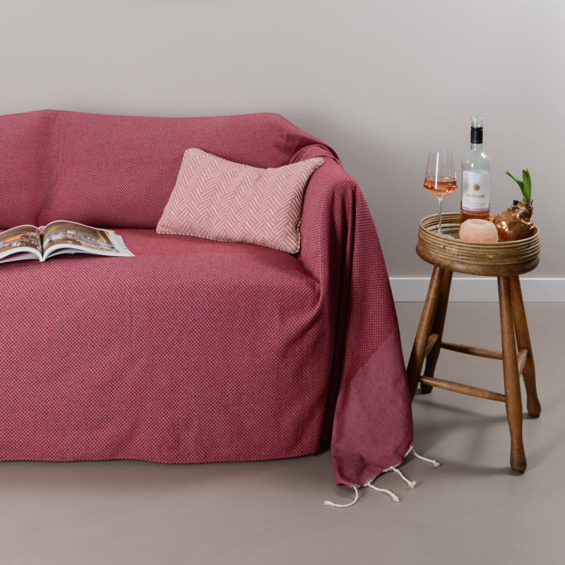 Plaid of grand foulard katoen -Donkerrood Bordeaux- 190x300cm