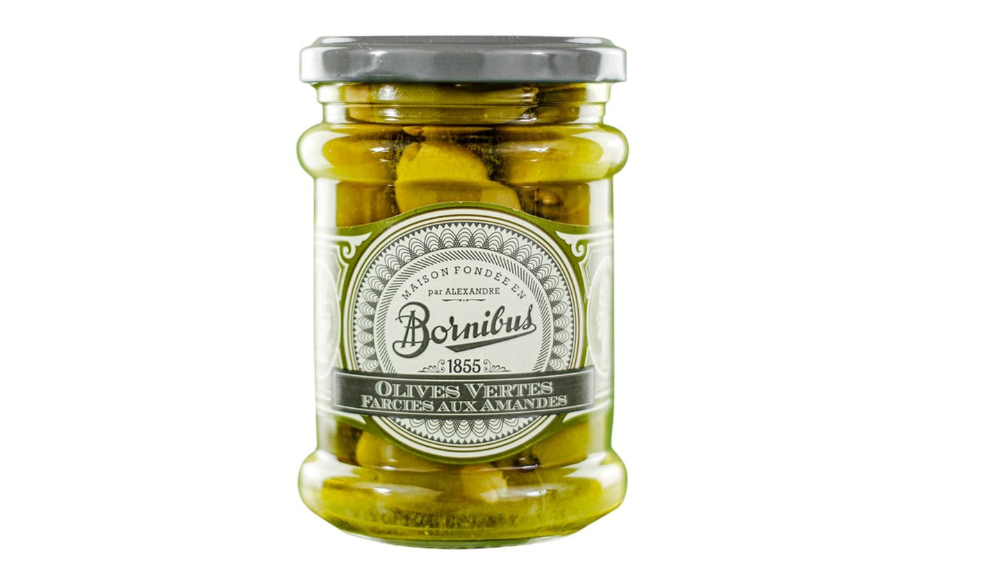 Bornibus : Gevulde groene olijven met Amandelen