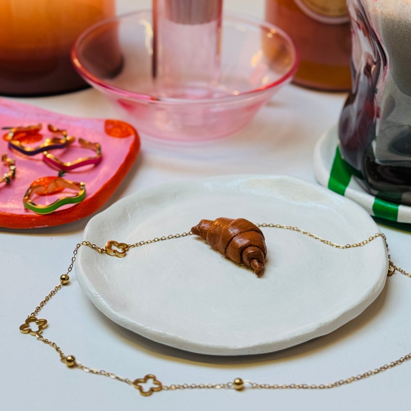 Glazen Kaarsenhouder - Roze