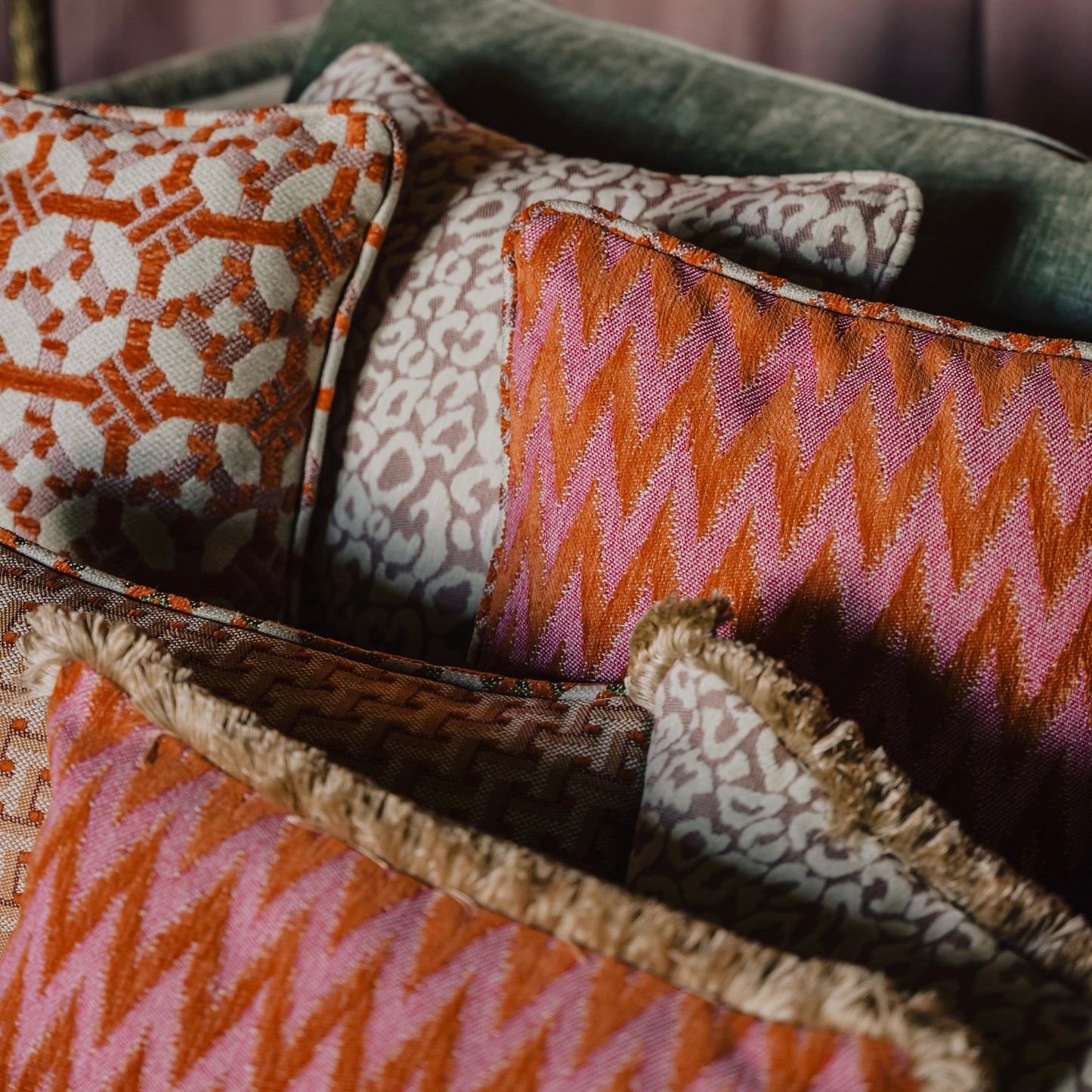 Double sided cushion Coco Burnt Orange & Rose x Rosita Orange & Pink