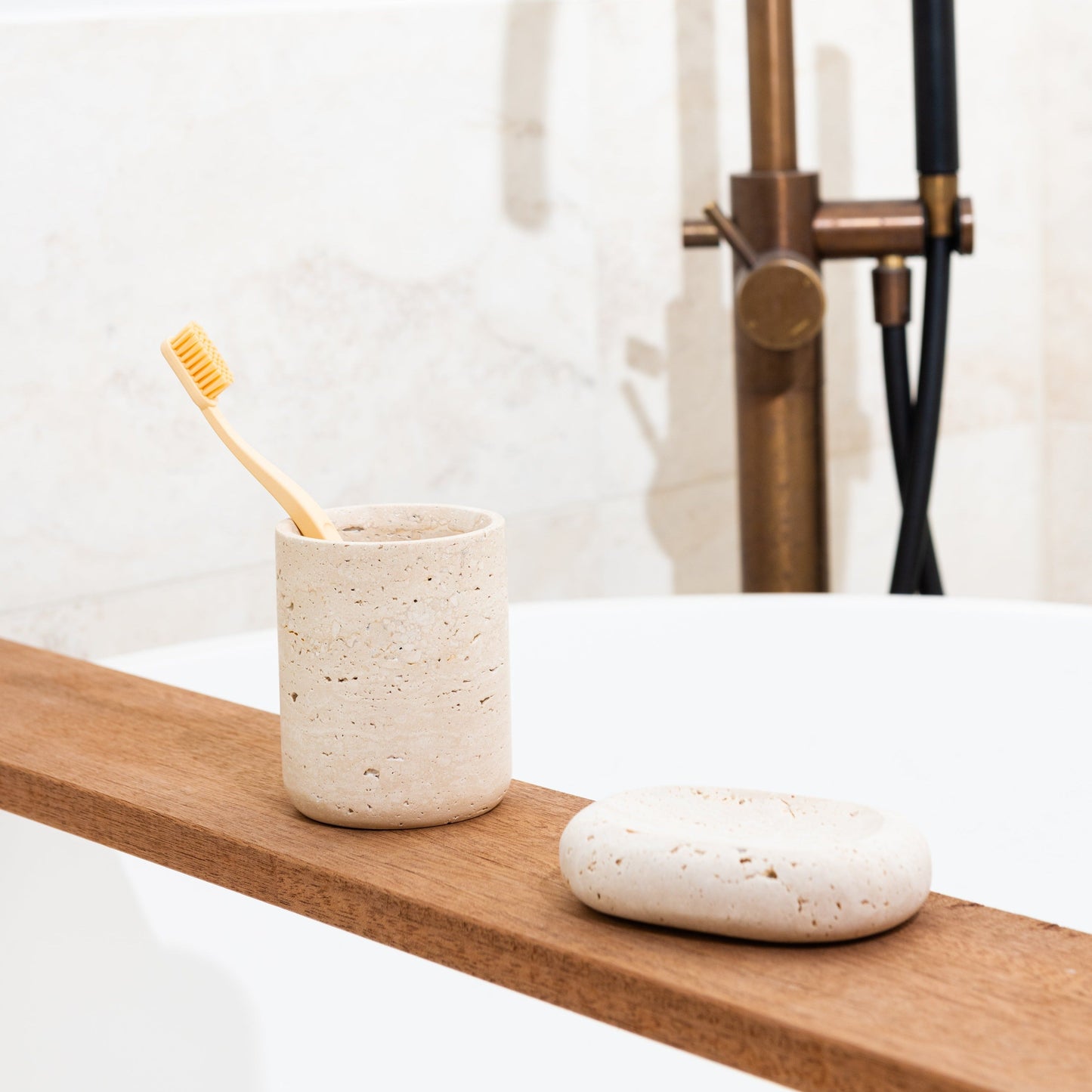 Travertine 'Classic' Toothbrush Holder
