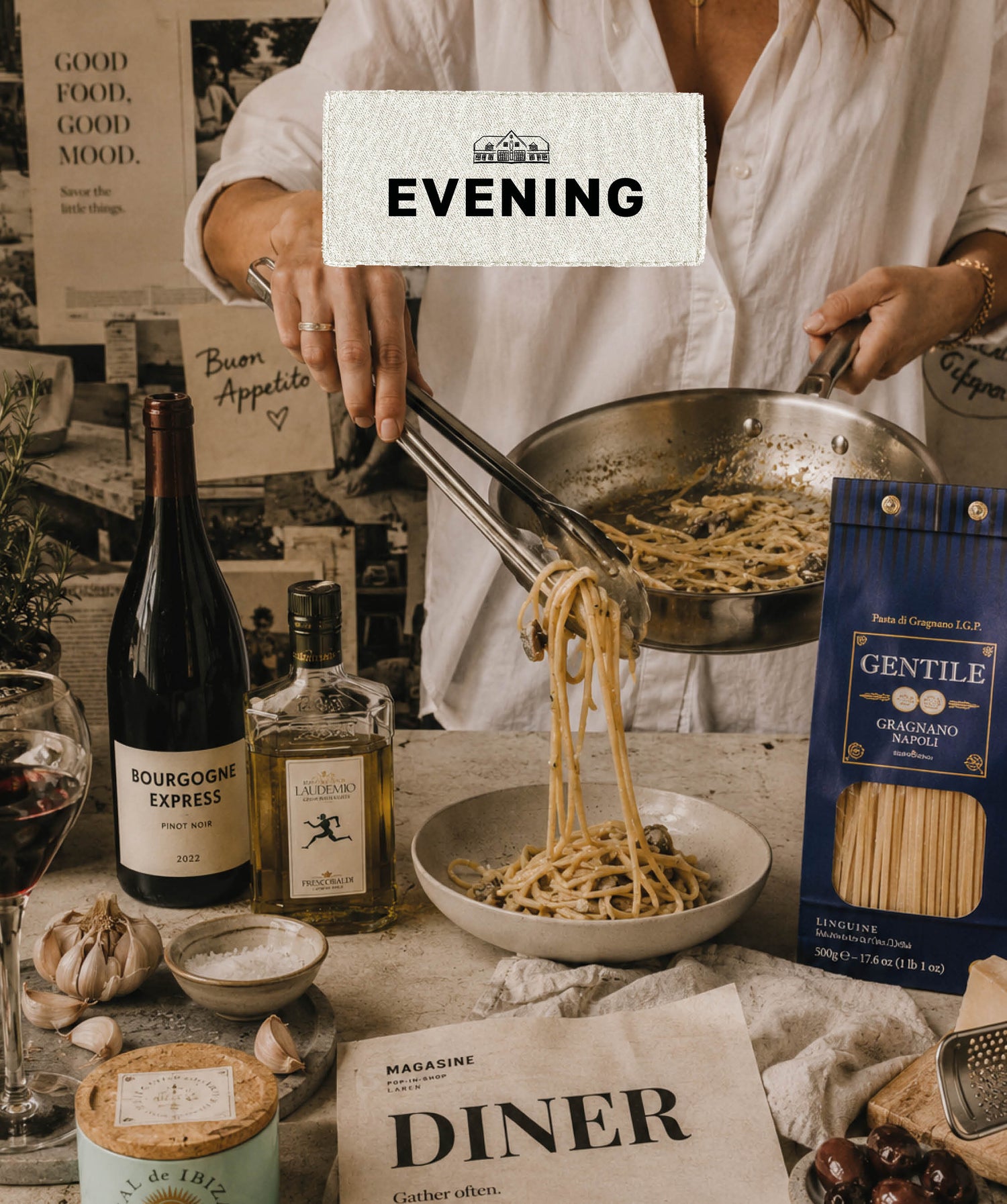 pasta, seasonings, dressings & wine