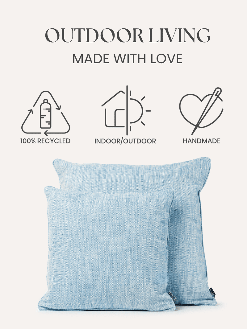 LAZE sierkussen 'Misty' aqua - diverse maten