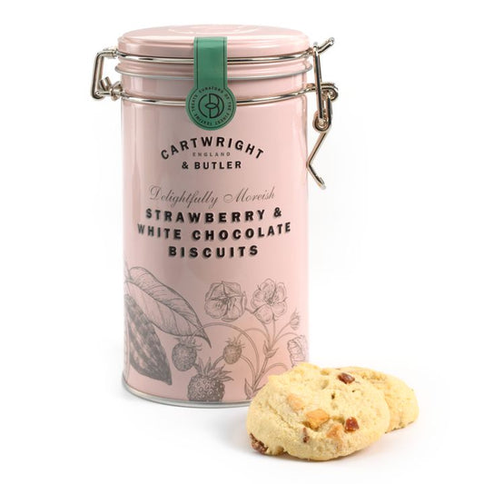 C&B - Aardbeien en Witte Chocolade koekjes in blik