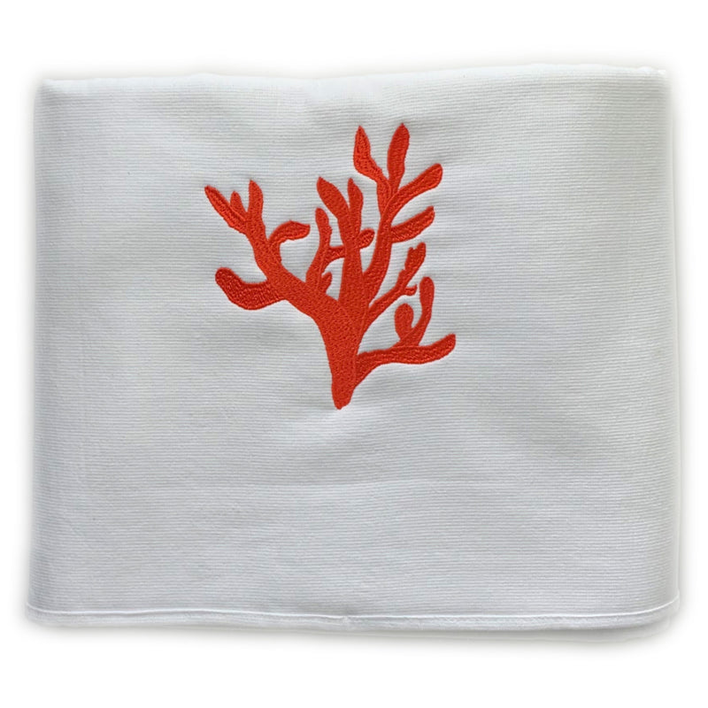 Hamamdoek Badstof - Wit met Rode Coraal - 95x190cm