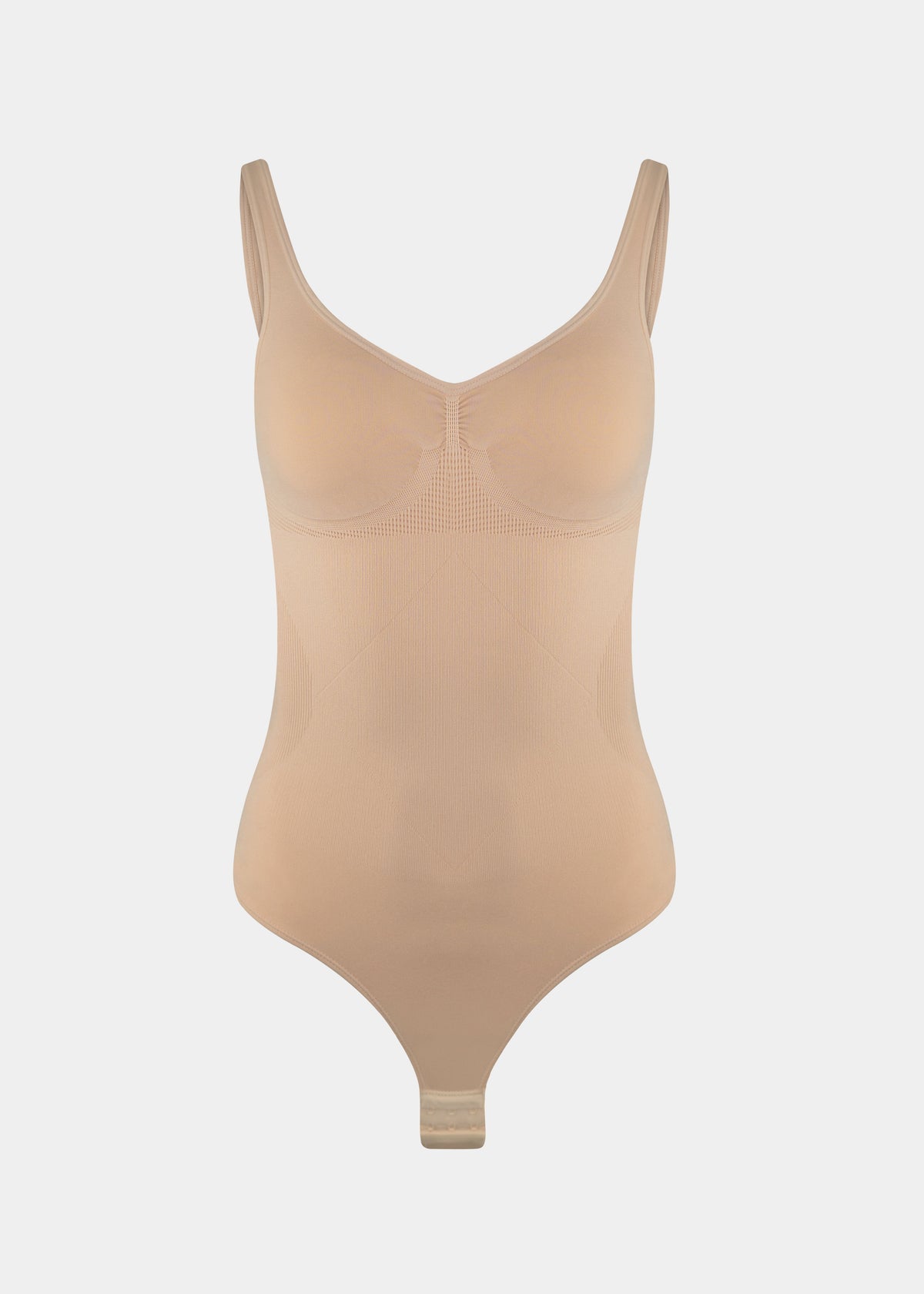Beige bodysuit on a light gray background
