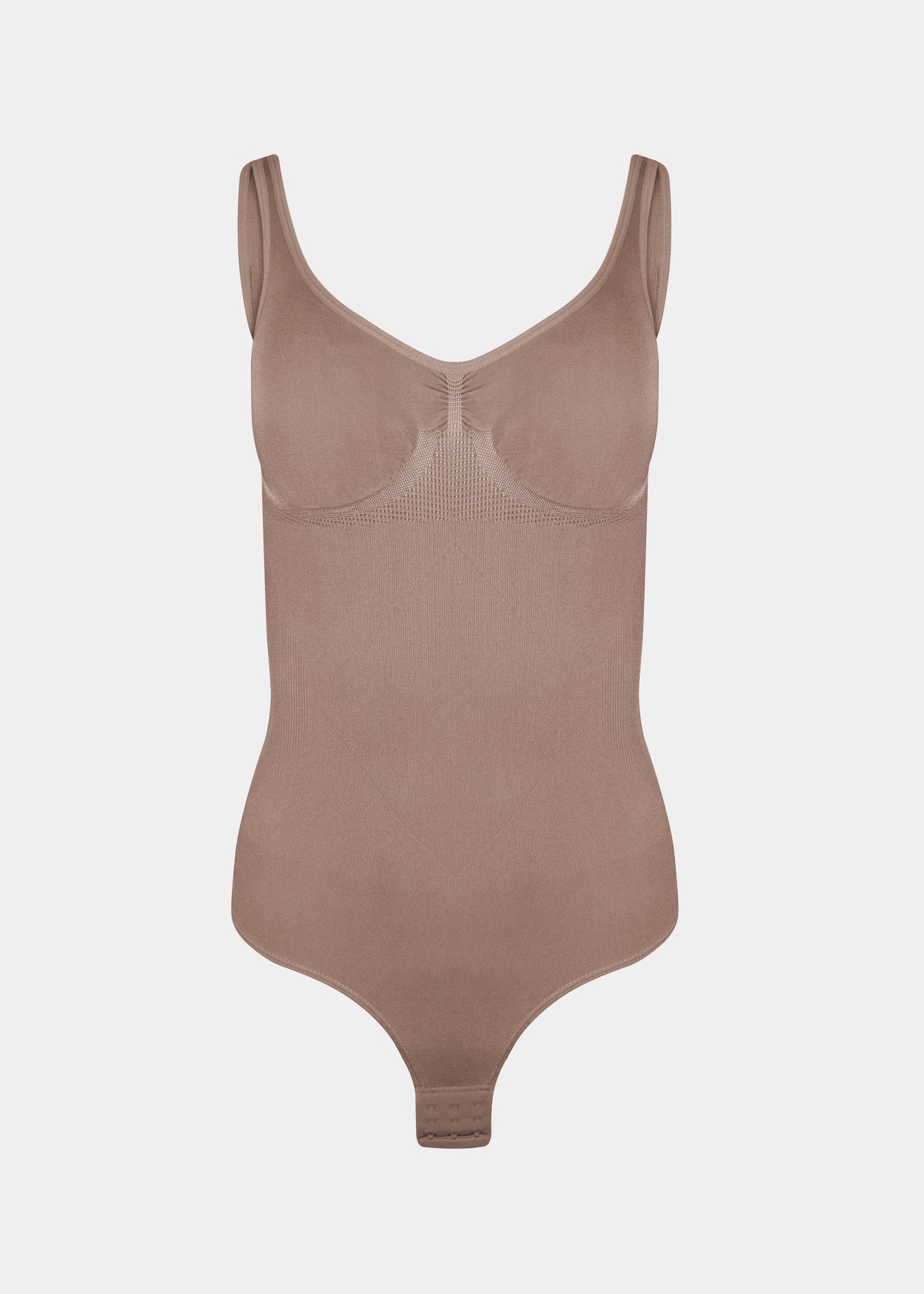 Light brown bodysuit on a light gray background