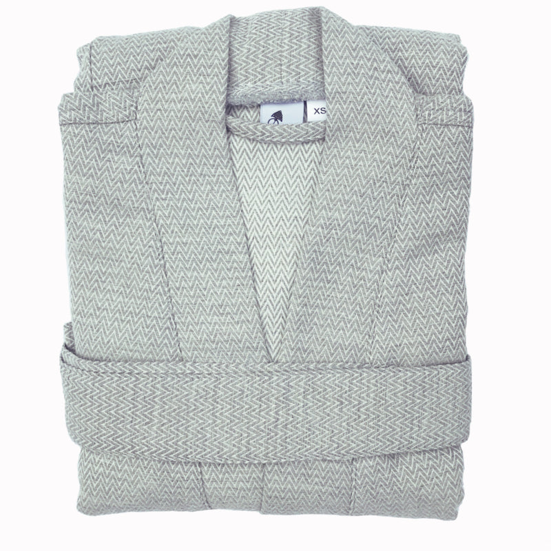 Badjas katoen visgraat - Grijs