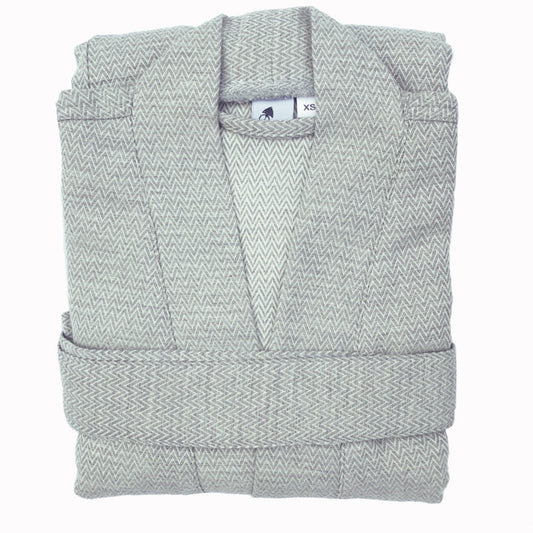 Badjas katoen visgraat - Grijs