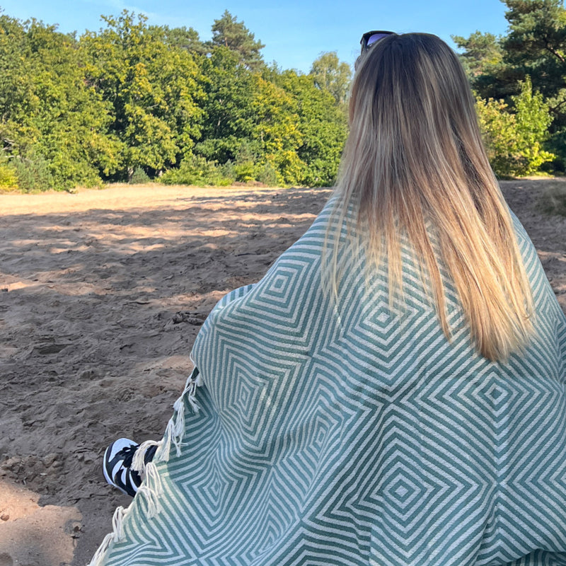 Plaid Deken Oslo Wol Katoen - Eucalyptus Groen - 120x150cm