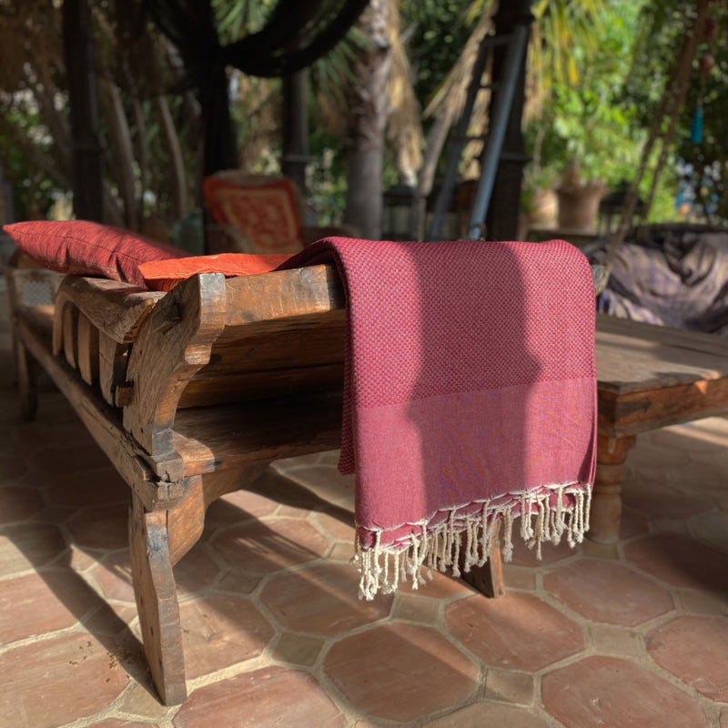 Plaid of  grand foulard katoen -Donkerrood Bordeaux- 190x300cm