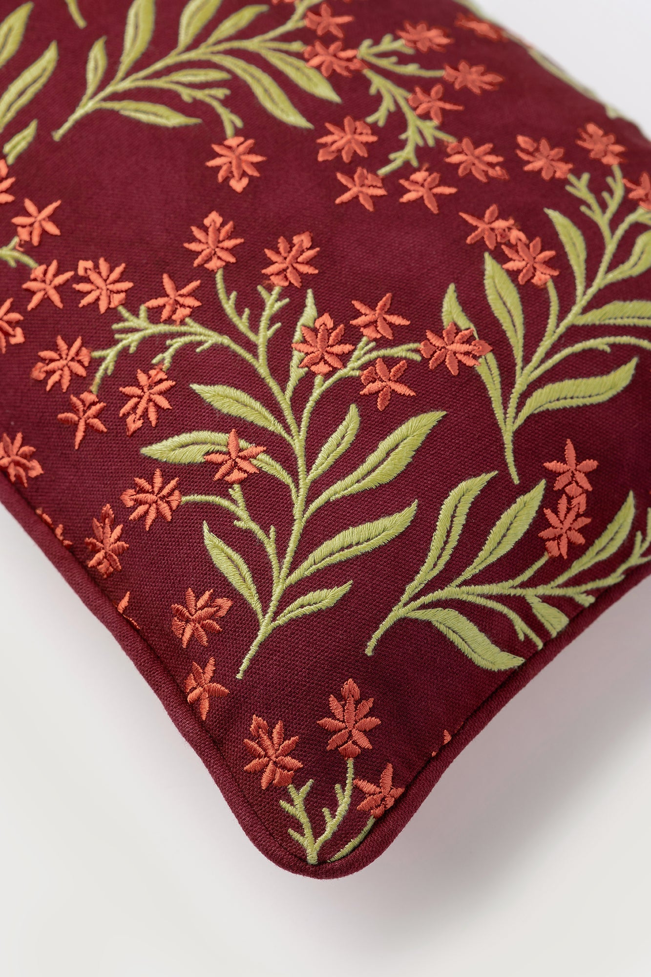 Double sided cushion Audrey Burgundy & Fern