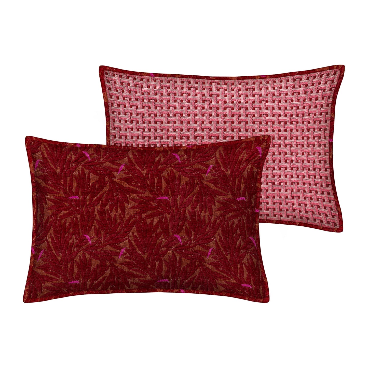 Double sided cushion Yoko Bordeaux & Spice x Janis Bordeaux & Pink