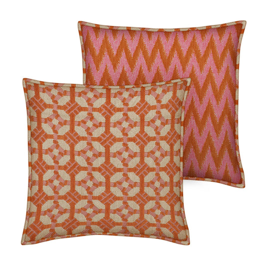 Double sided cushion Coco Burnt Orange & Rose x Rosita Orange & Pink