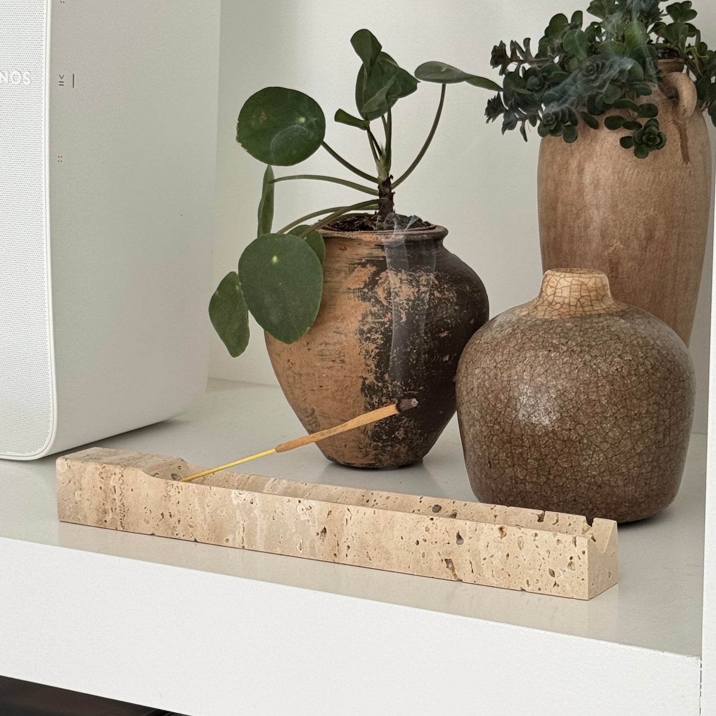 Beige Travertine Incense Holder