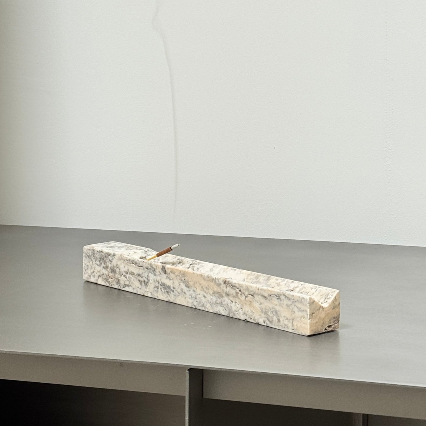 Silver Travertine Incense Holder