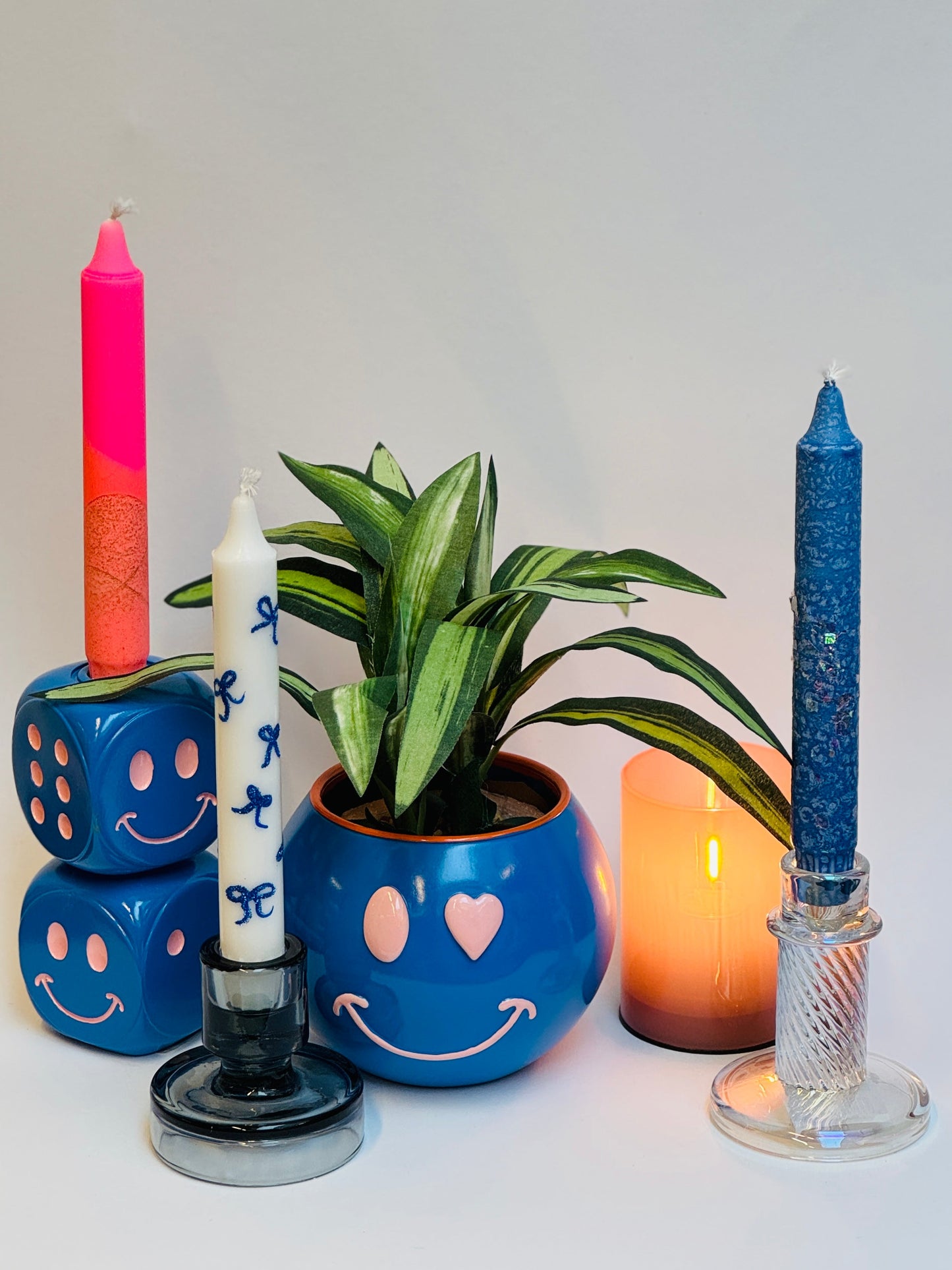 Smiley Pot - Blauw/ Roze/ Oranje