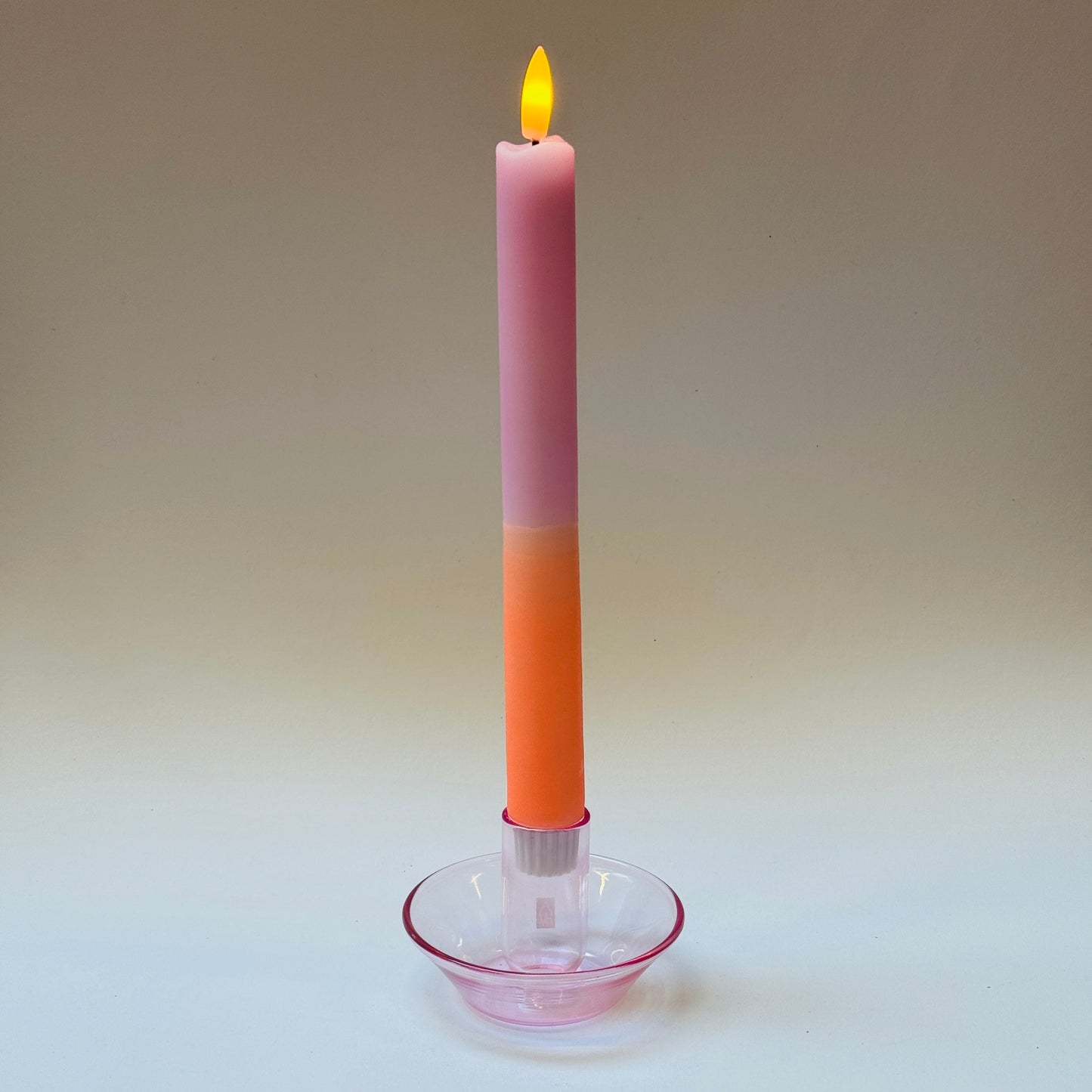 Glazen Kaarsenhouder - Roze