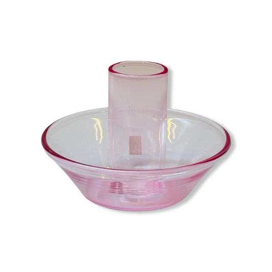Glazen Kaarsenhouder - Roze