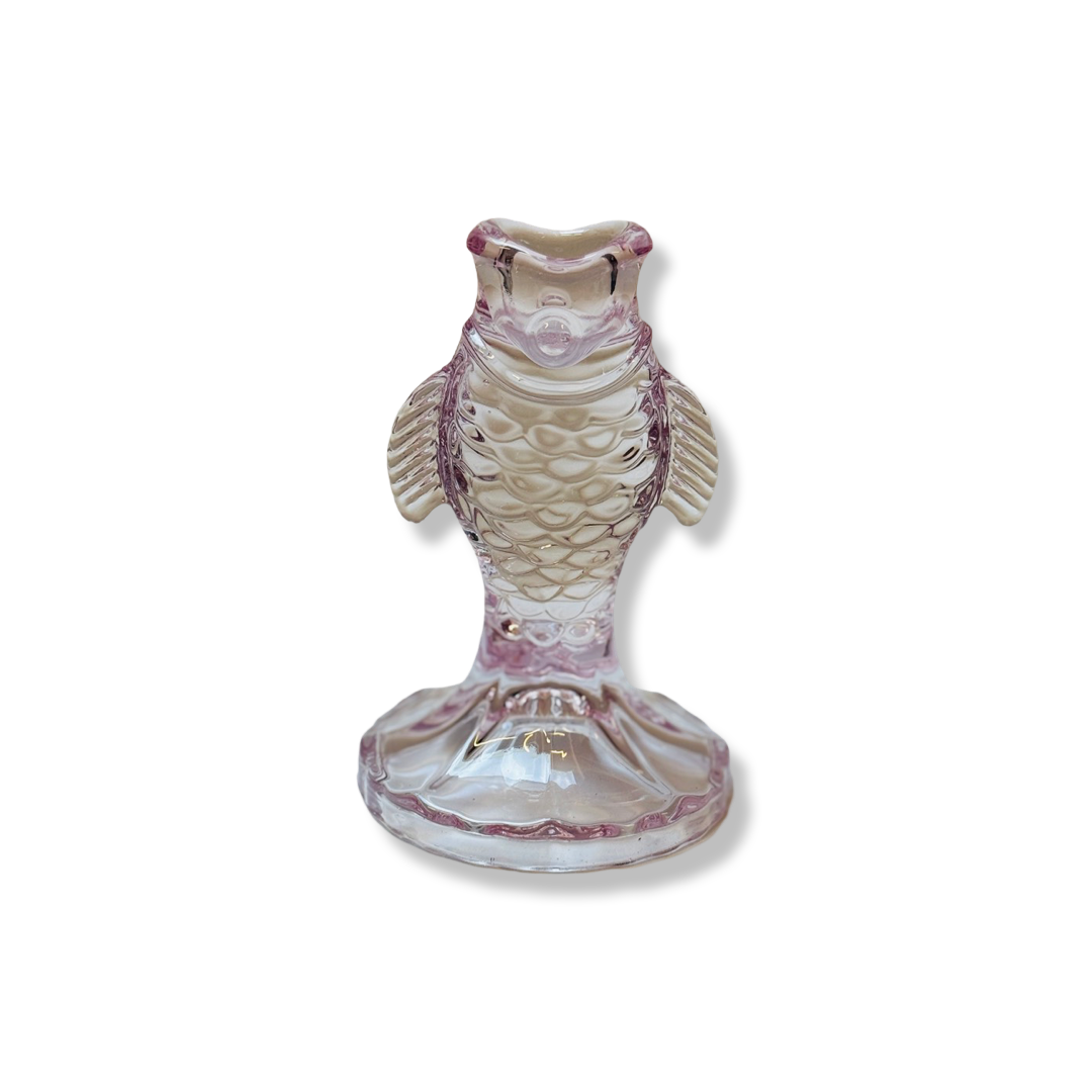 Glazen Kaarsenhouder - Vis - Roze