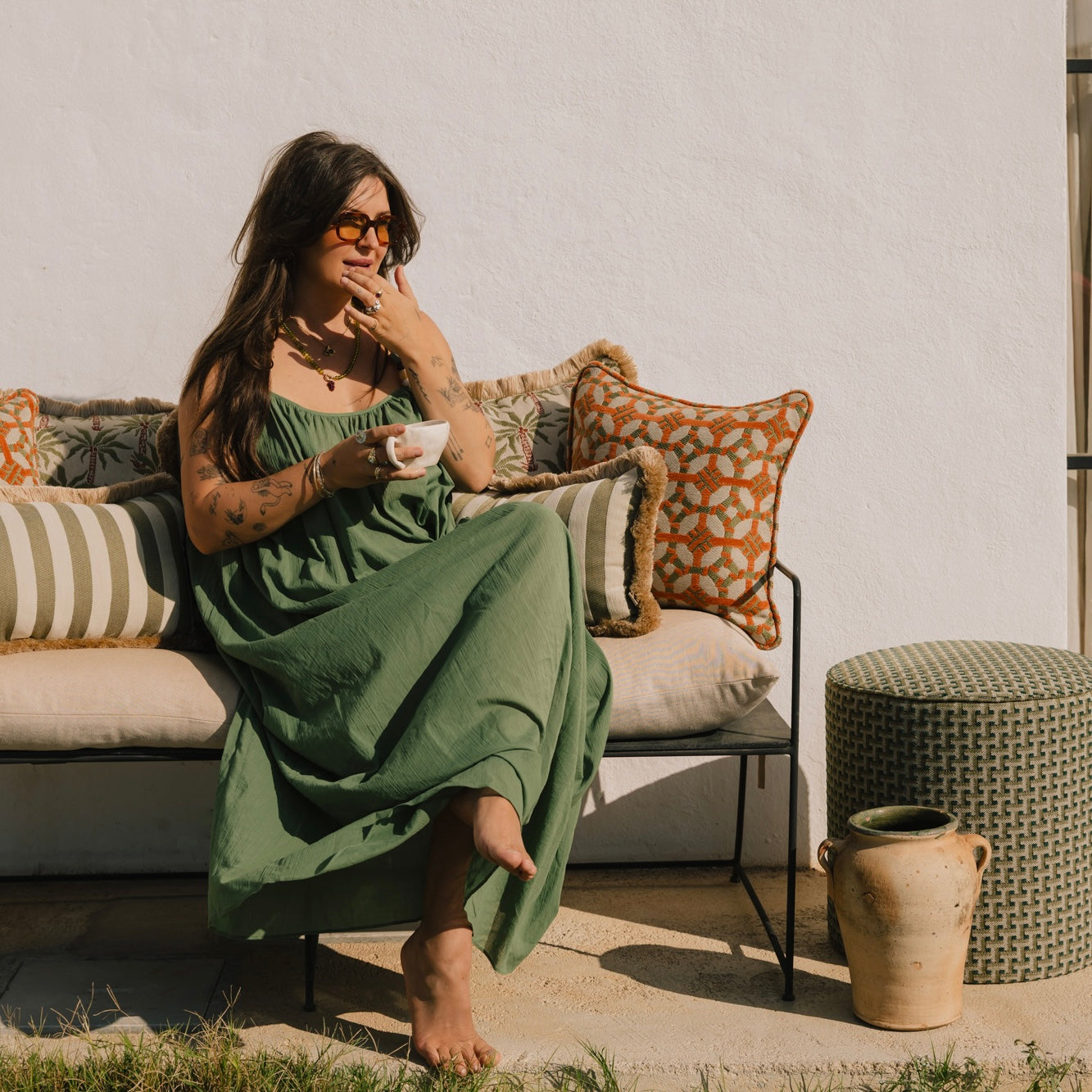 Double sided cushion Laura Olive & Spice x Janis Moss & Olive