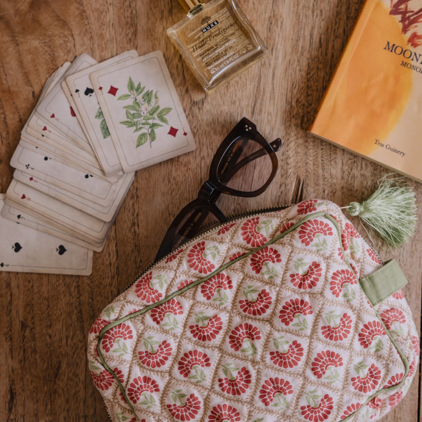 Beauty Bag Carry Coral & Sage