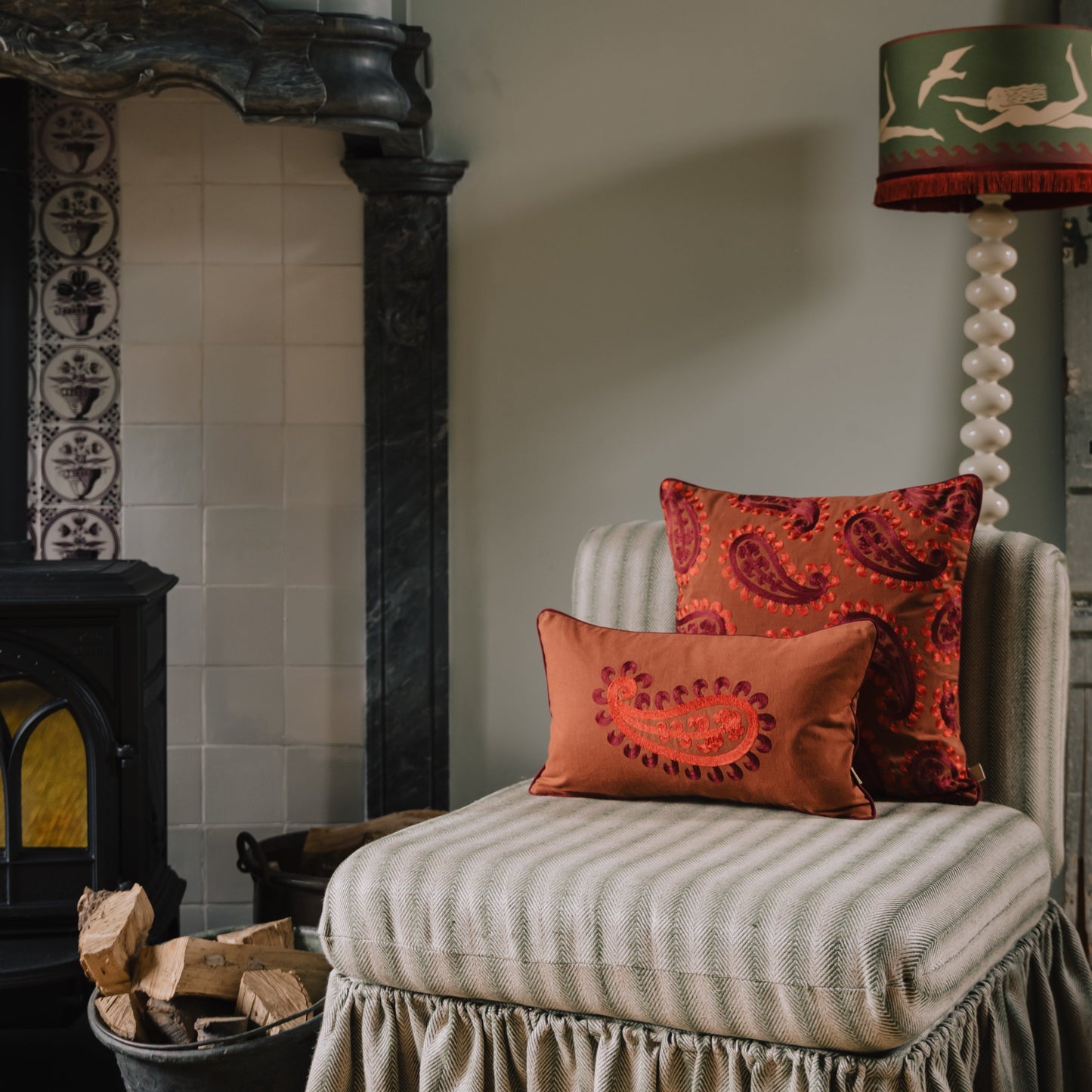 Double sided cushion Siena Spice & Coral