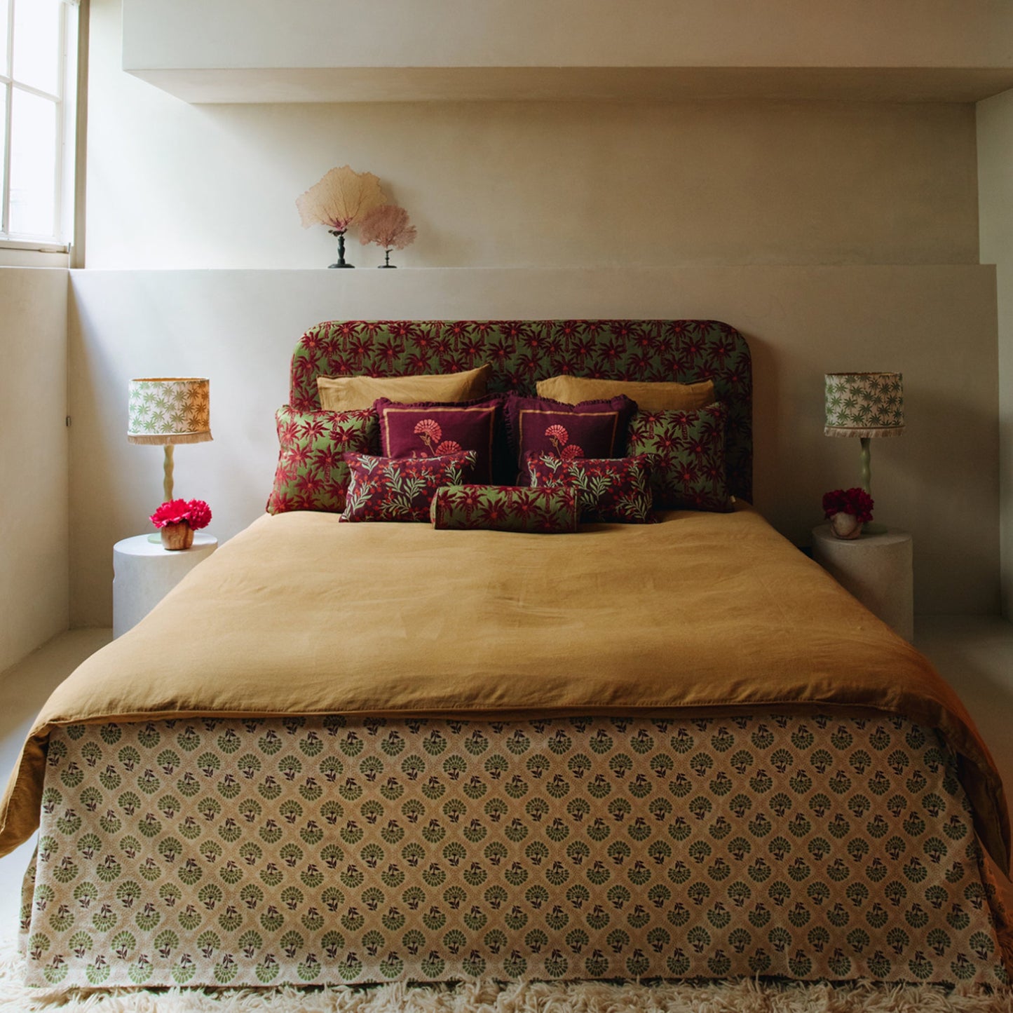 Double sided cushion Audrey Burgundy & Fern