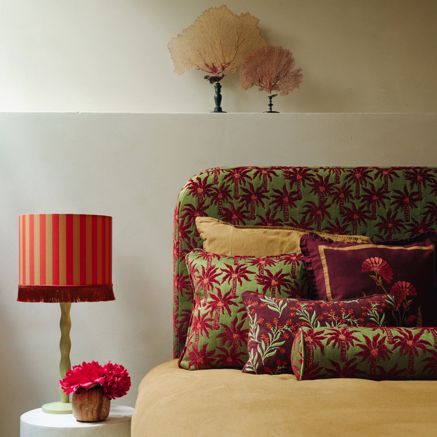 Double sided cushion Audrey Burgundy & Fern