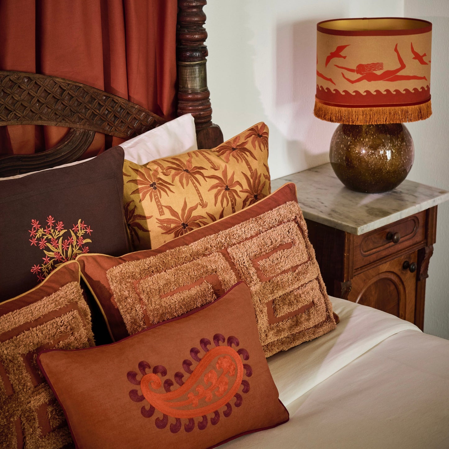 Double sided cushion Siena Spice & Coral