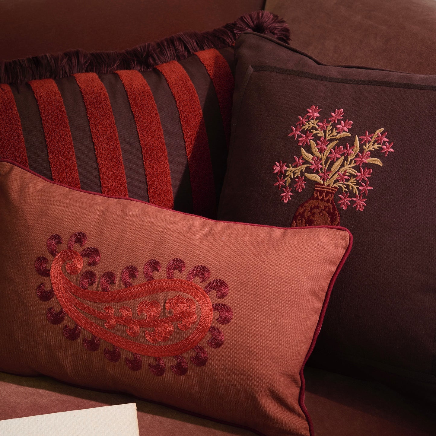 Double sided cushion Siena Spice & Coral