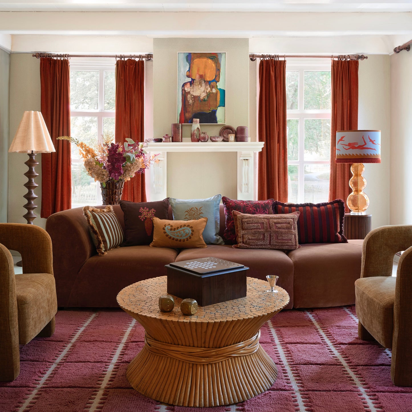 Double sided cushion Siena Raffia & Smokey Blue