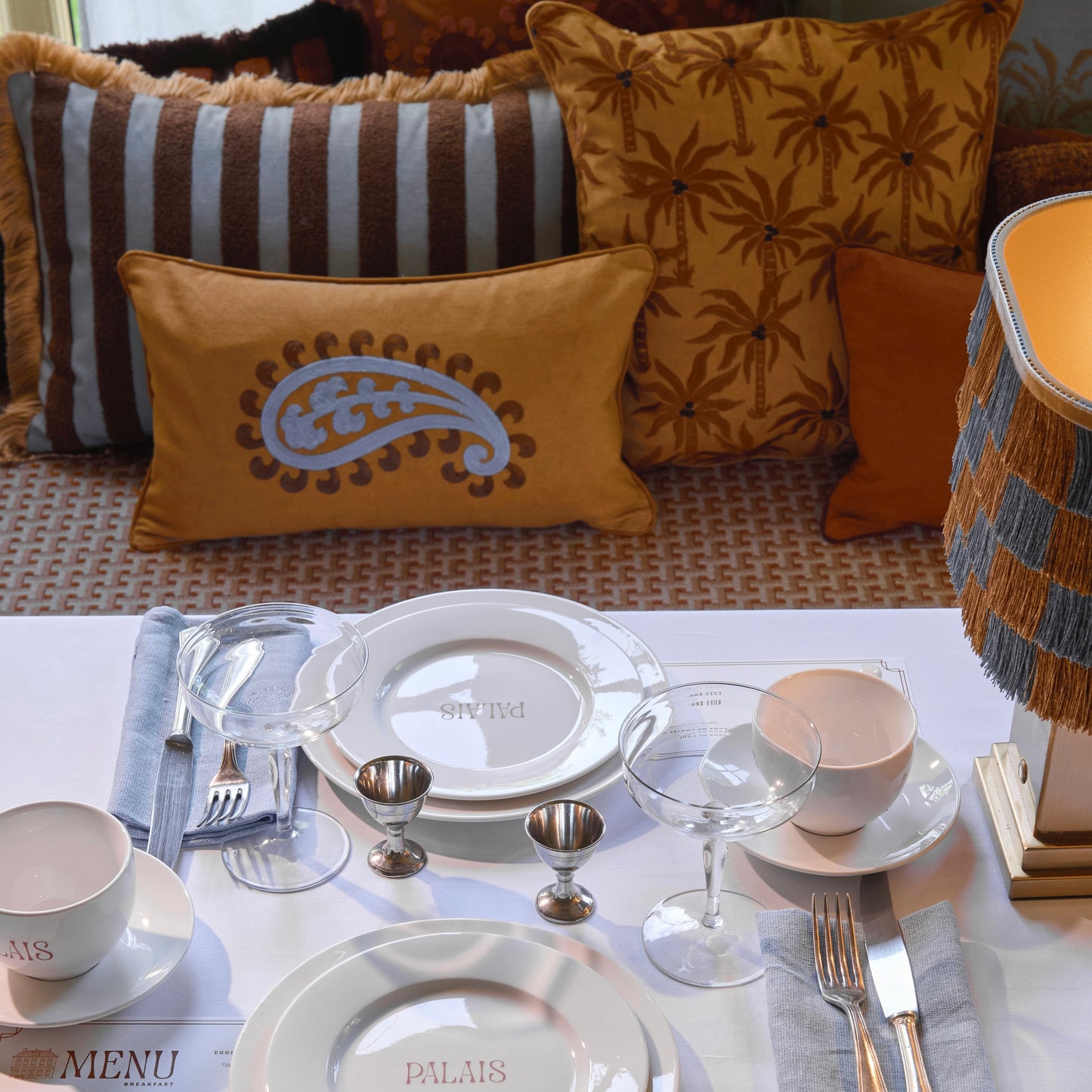 Cushion Jackie Smokey Blue & Spice