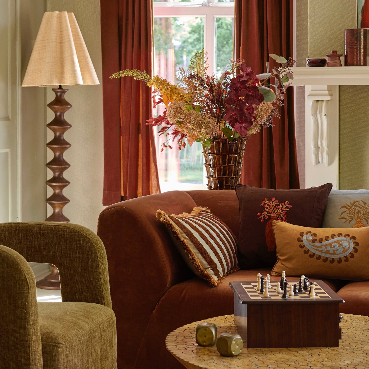 Double sided cushion Siena Raffia & Smokey Blue