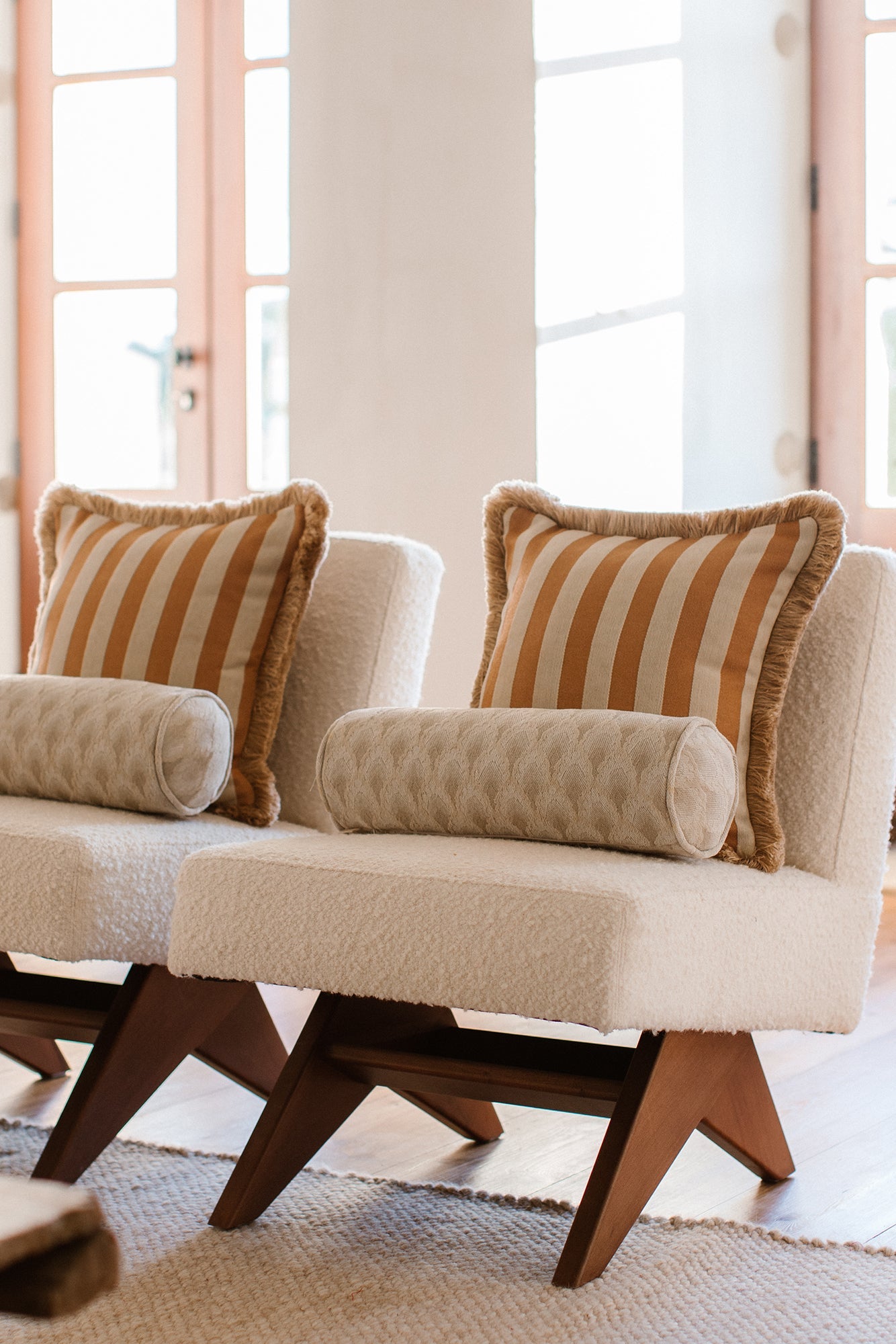 Double sided cushion Laura Moss & Caramel x Jackie Caramel & Ecru