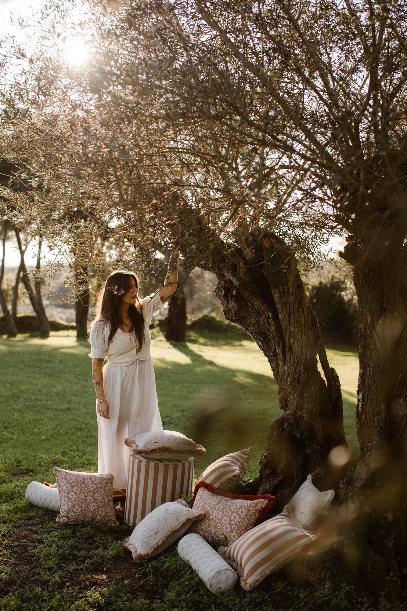 Double sided cushion Laura Moss & Caramel x Jackie Caramel & Ecru