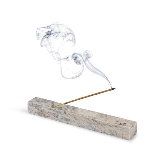 Silver Travertine Incense Holder