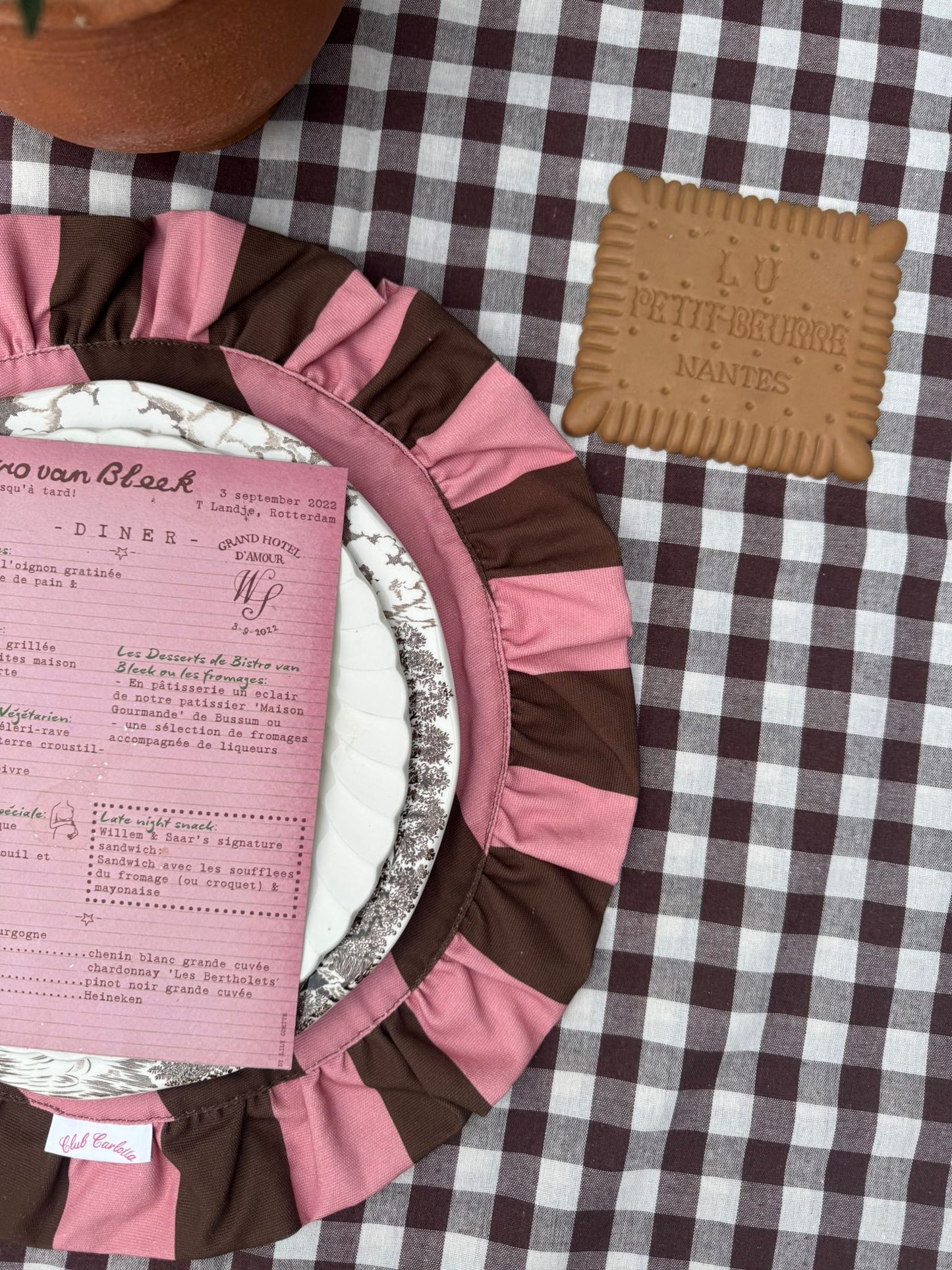 Darcy Placemat pink/brown stripes