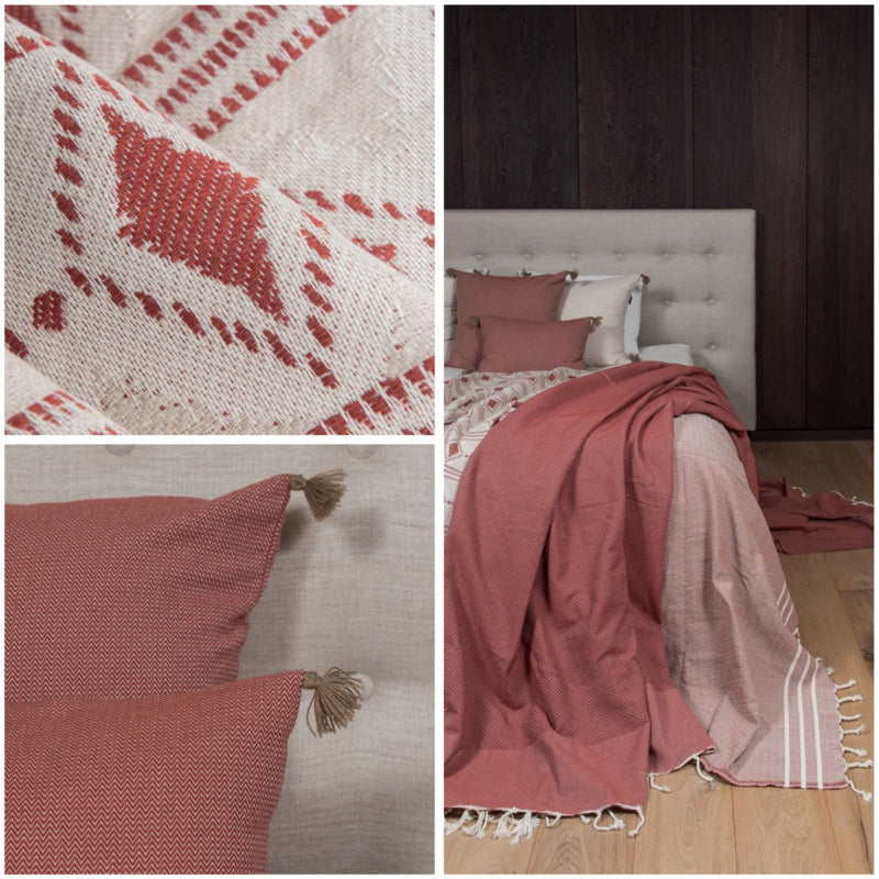 Kussen Pompons - Dark Terracotta - 55x55cm