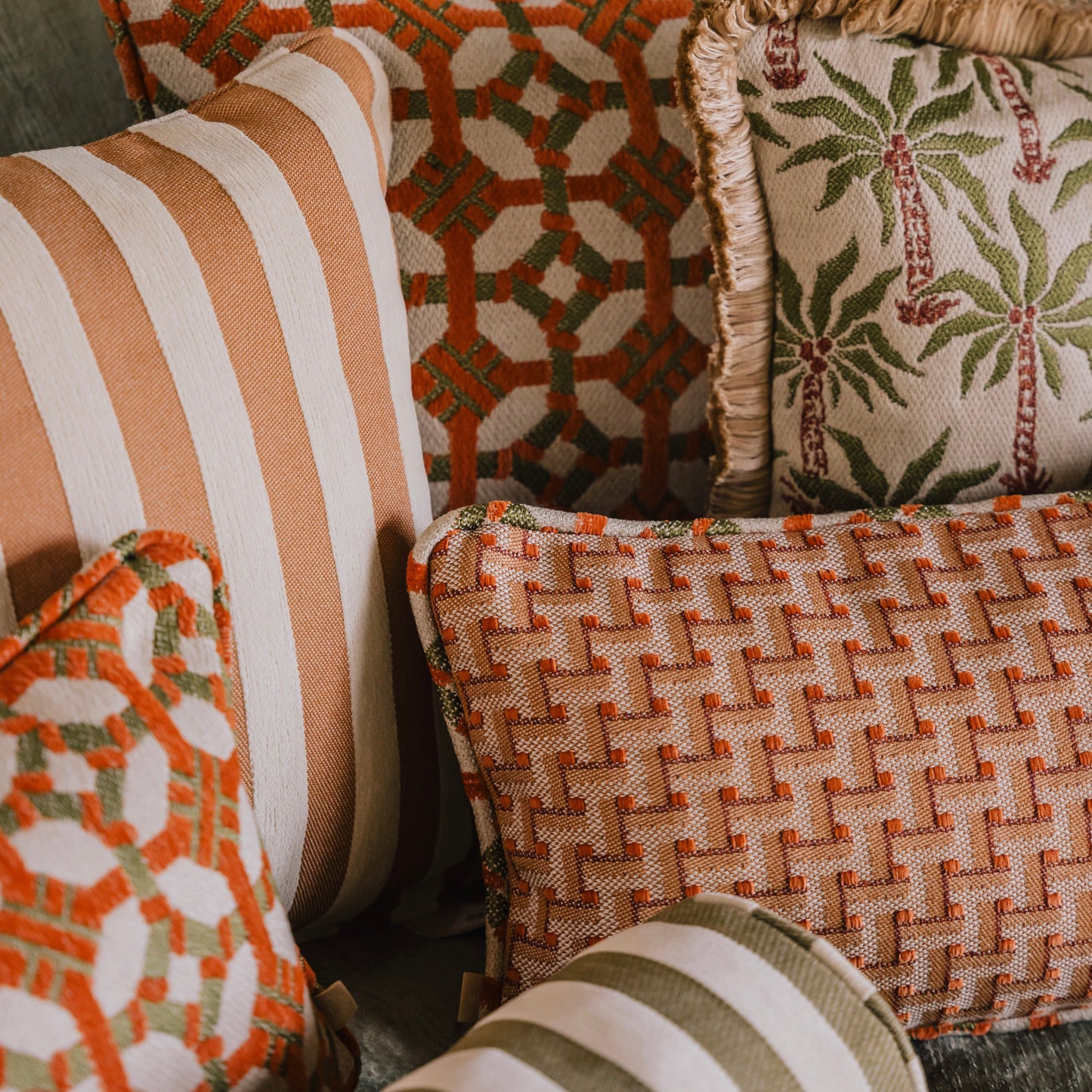 Bolster Jackie Olive & Ecru