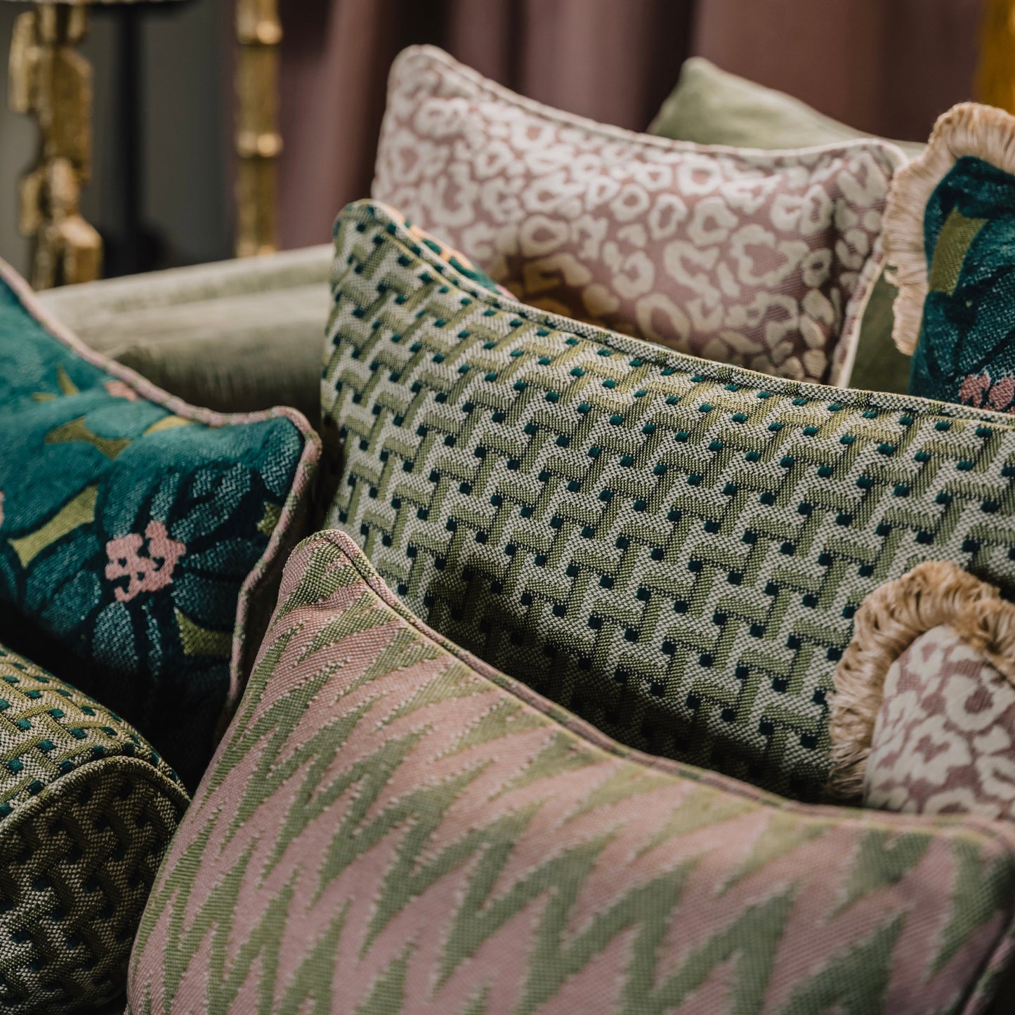 Double sided cushion Laura Olive & Spice x Janis Moss & Olive