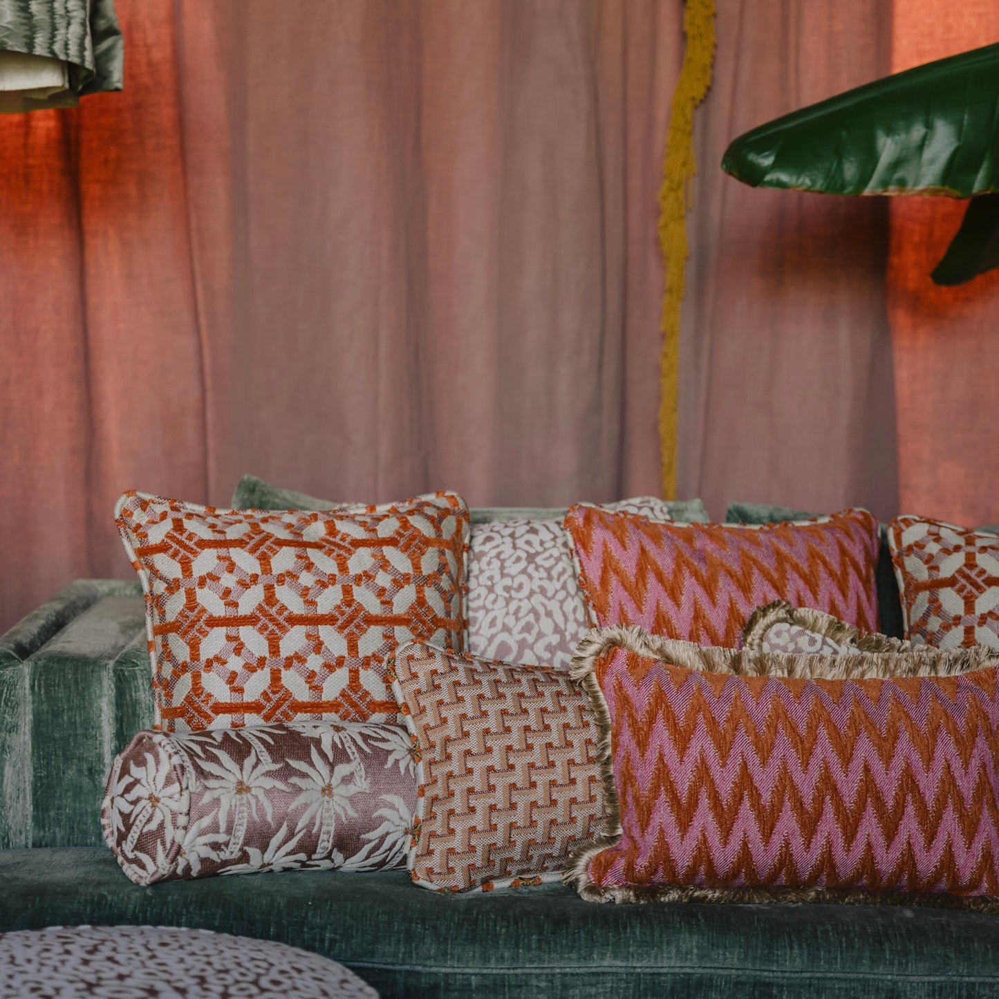 Double sided cushion Coco Burnt Orange & Rose x Rosita Orange & Pink